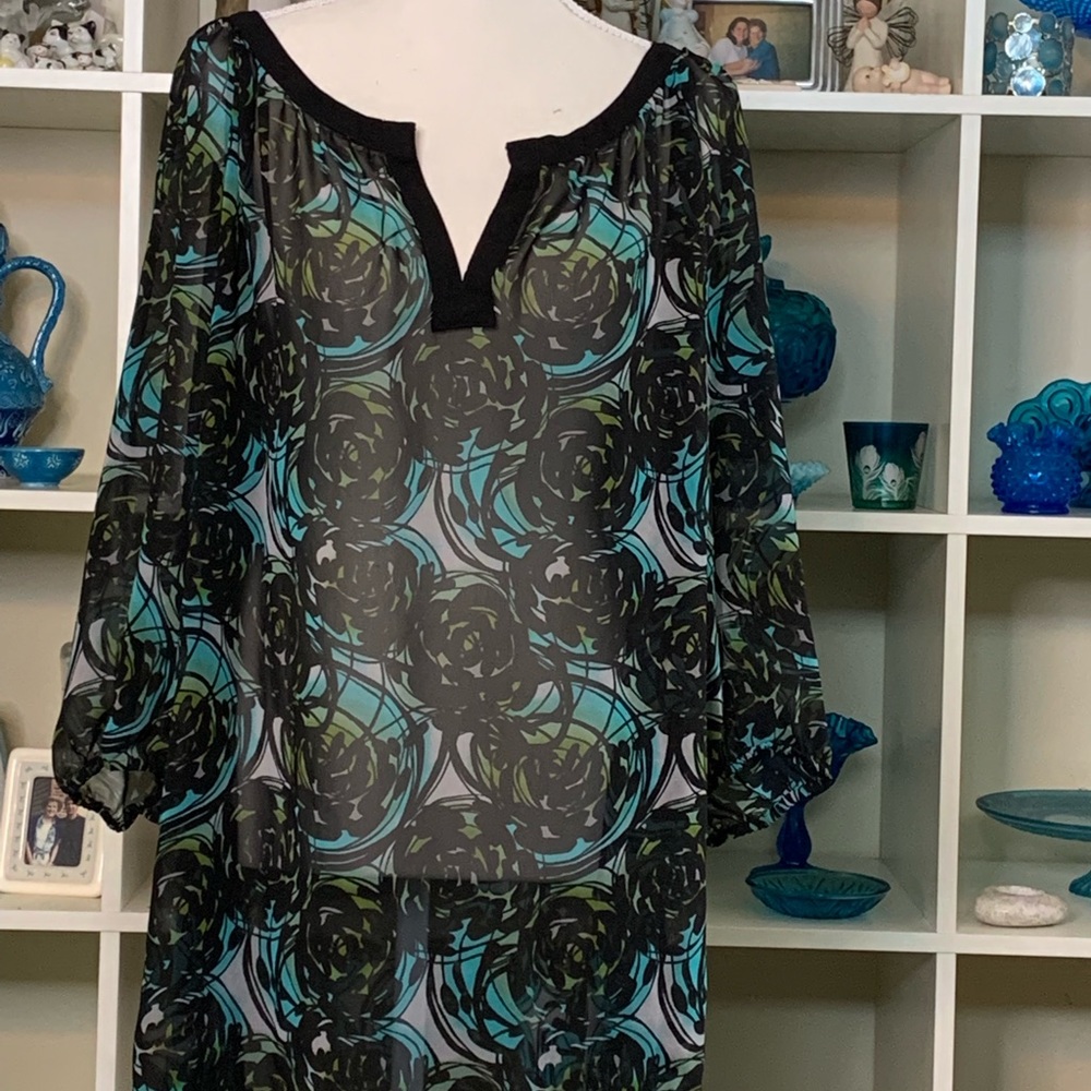 Sheer floral pullover blouse